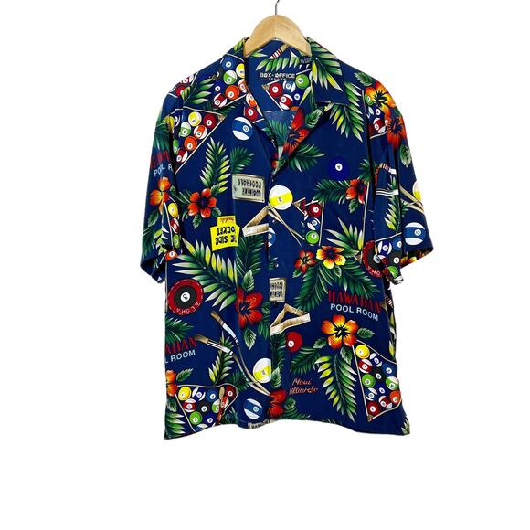 Vintage Other - Vintage Box Office Billiards Hawaiian Print Button Down Size Large